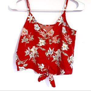 H&M red floral crop top
